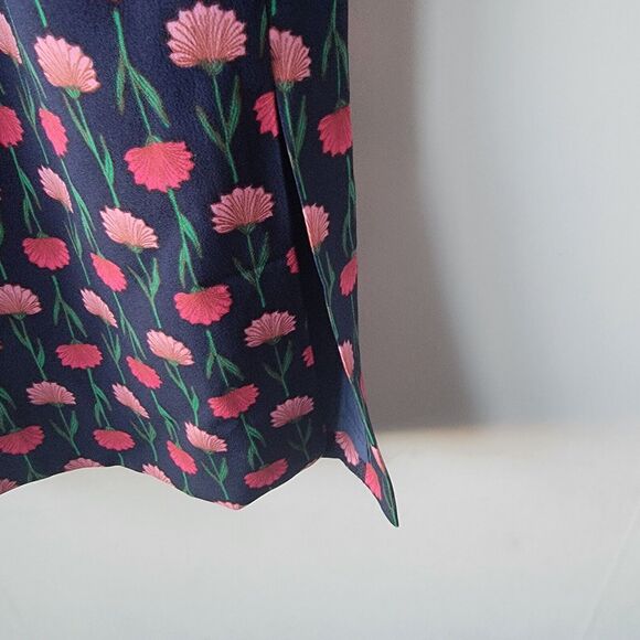 J. Crew  BA844 Womens size M Navy Blue Plink Flower Print Midi Skirt Pull-On - Picture 6 of 10